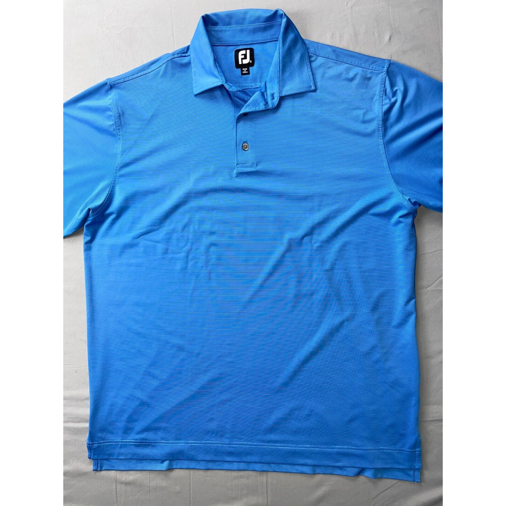 FootJoy 12% Spandex Casual Polo Golf Shirt. Blue Stripe, Men's XL. EUC!!